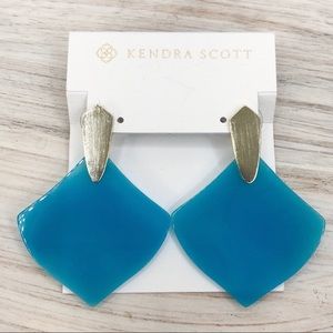 Brand New Blue Kendra Scott Astoria Teal Silver Agate Earrings